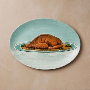 John Derian For Target 10"x15" Oval Stoneware Platter Fall Cooked Turkey Platter